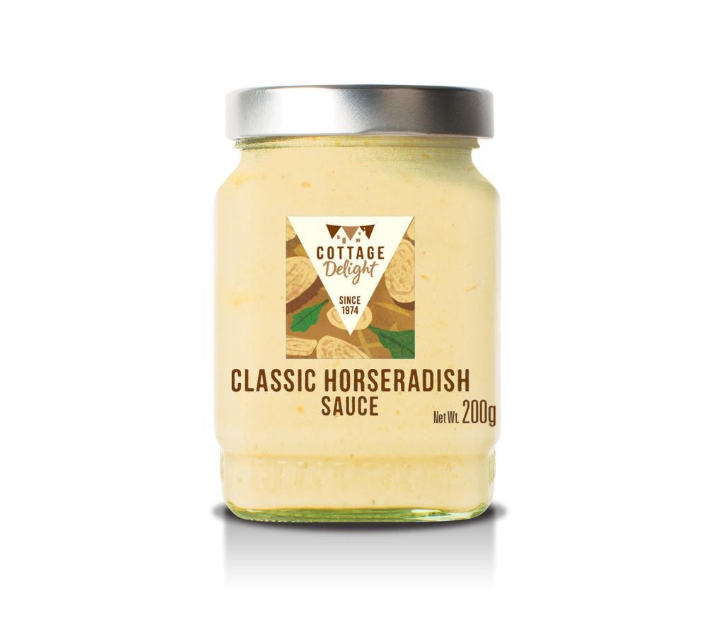 Klassische Meerrettichsauce | cremig, scharf, handgemacht | frisch geriebener Meerrettich | luxuriös cremigen Textur | in England hergestellt | Jetzt probieren!