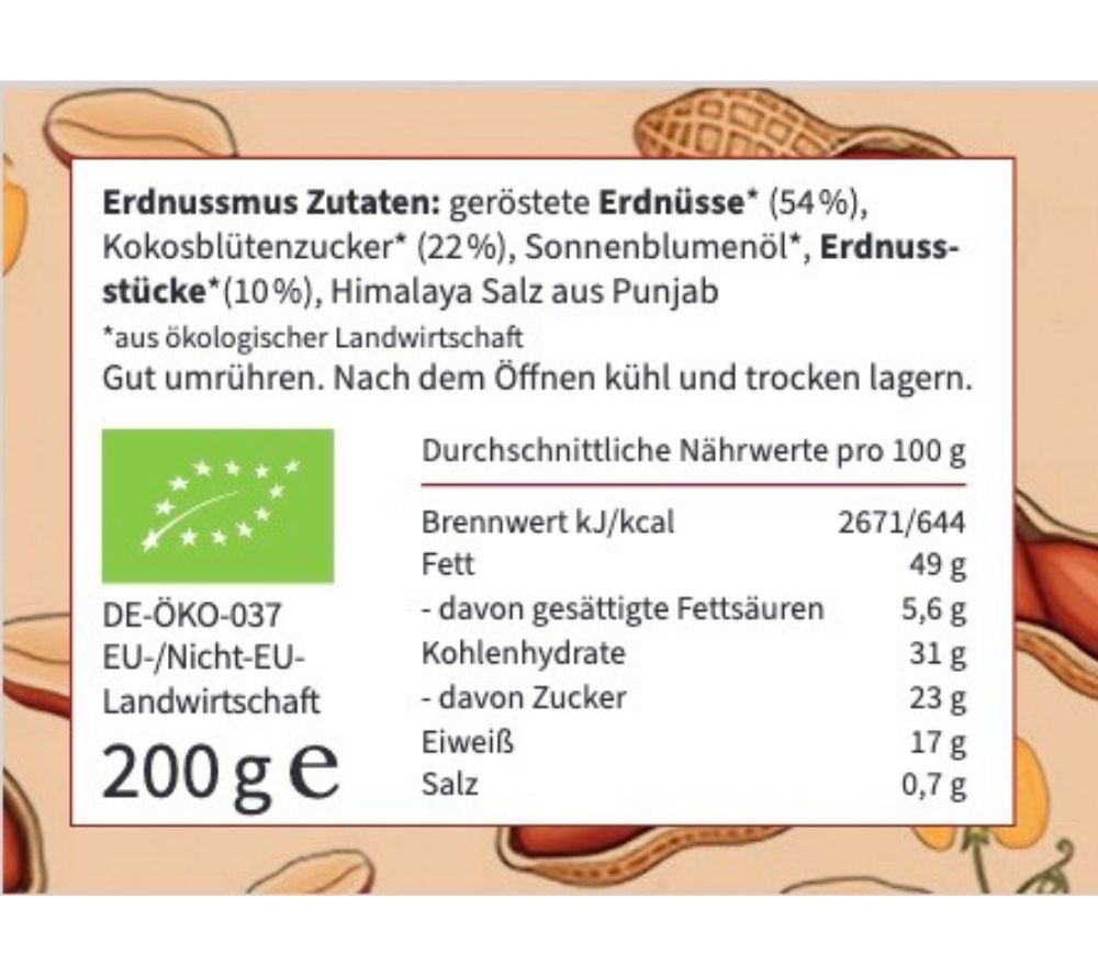 Knackige Erdnussstücke, Peanut Butter, Kokosblütenzucker & pinkem Himalayasalz | 100 % pflanzlich, ohne Palmöl & ohne Zusätze | Europaweiter Versand | Jetzt bestellen!