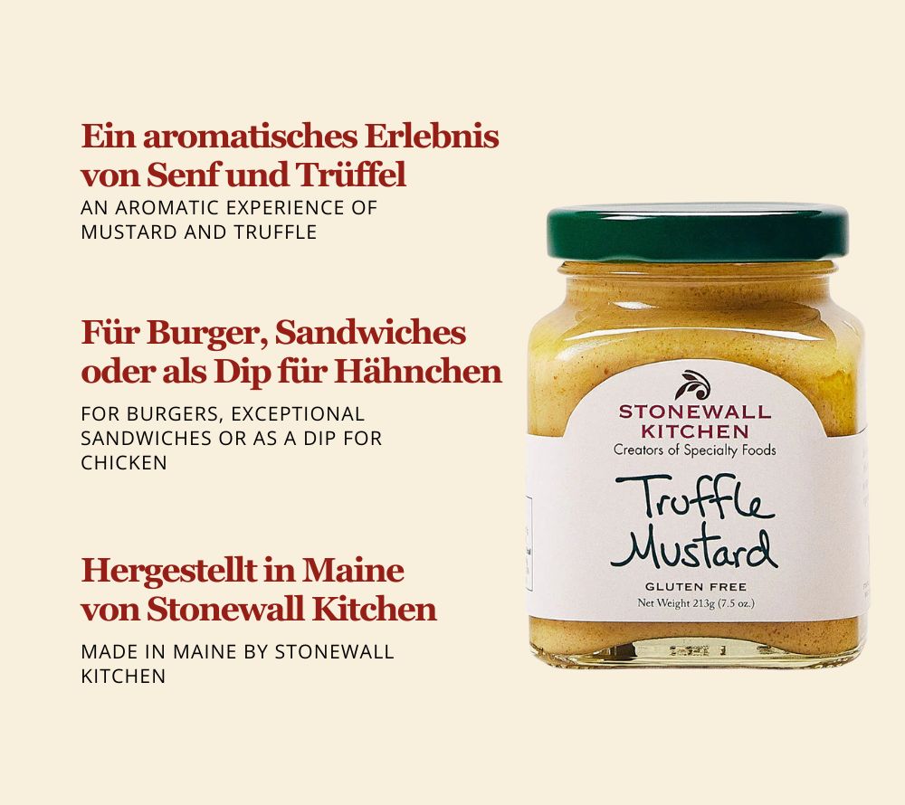 Truffle Mustard von Stonewall Kitchen kaufen | edel-aromatischer Senf mit Trüffelöl | Perfekt zu Burger, herzhafte Crepes oder als Dip
