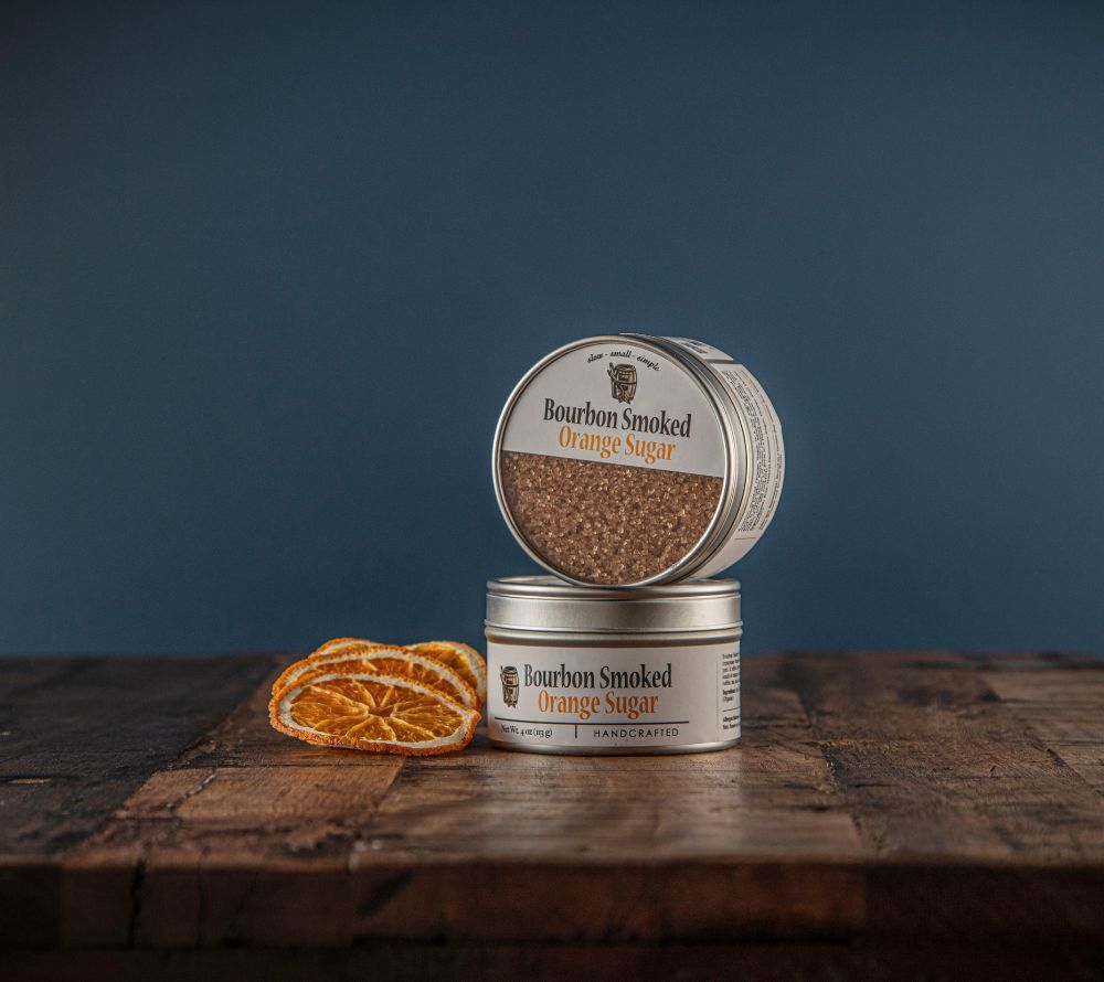 Bourbon Smoked Orange Sugar online kaufen bei Ryan’s Specialties – geräucherter Zucker mit Orangenaroma für Desserts, Kaffee & kreative Drinks.