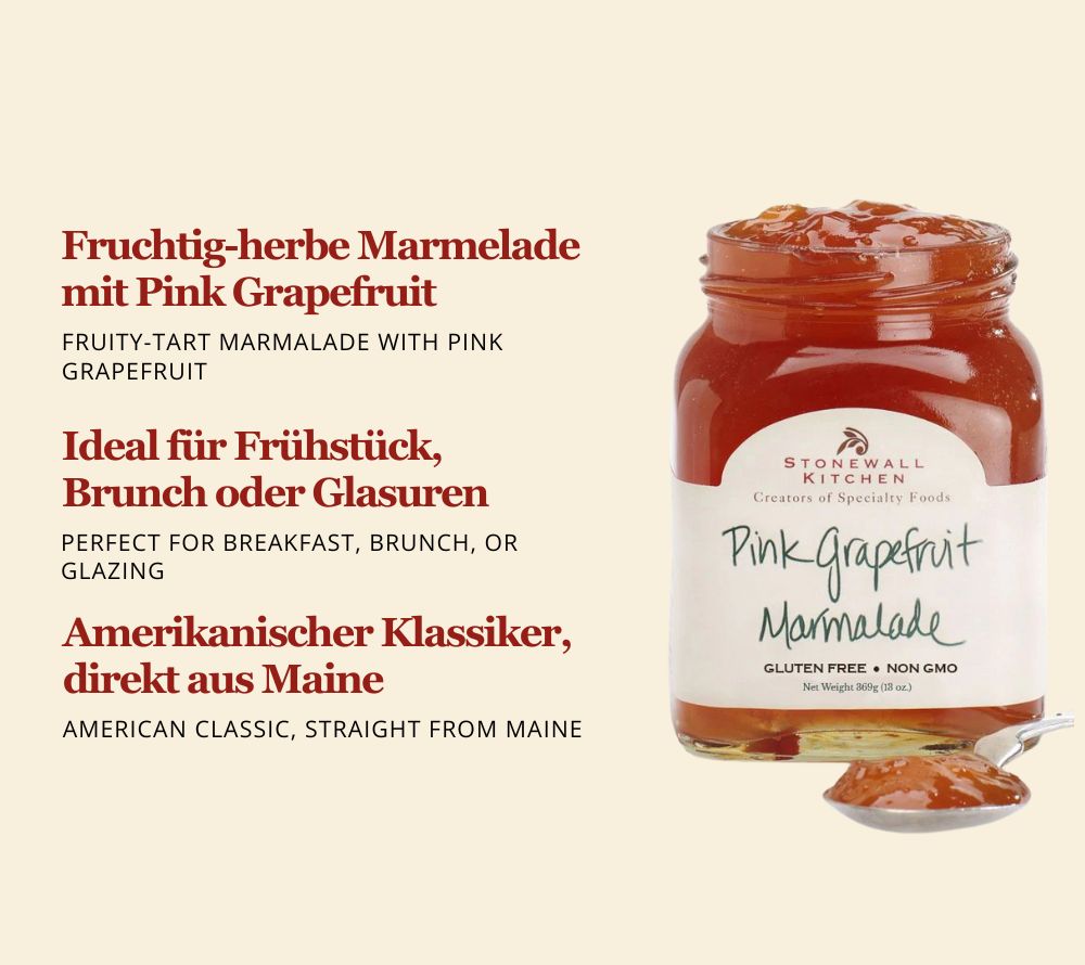 Pink Grapefruit Marmalade von Stonewall Kitchen kaufen | leicht saure, frische Note | Perfekt zum Glasieren, zu Brot mit Frischkäse