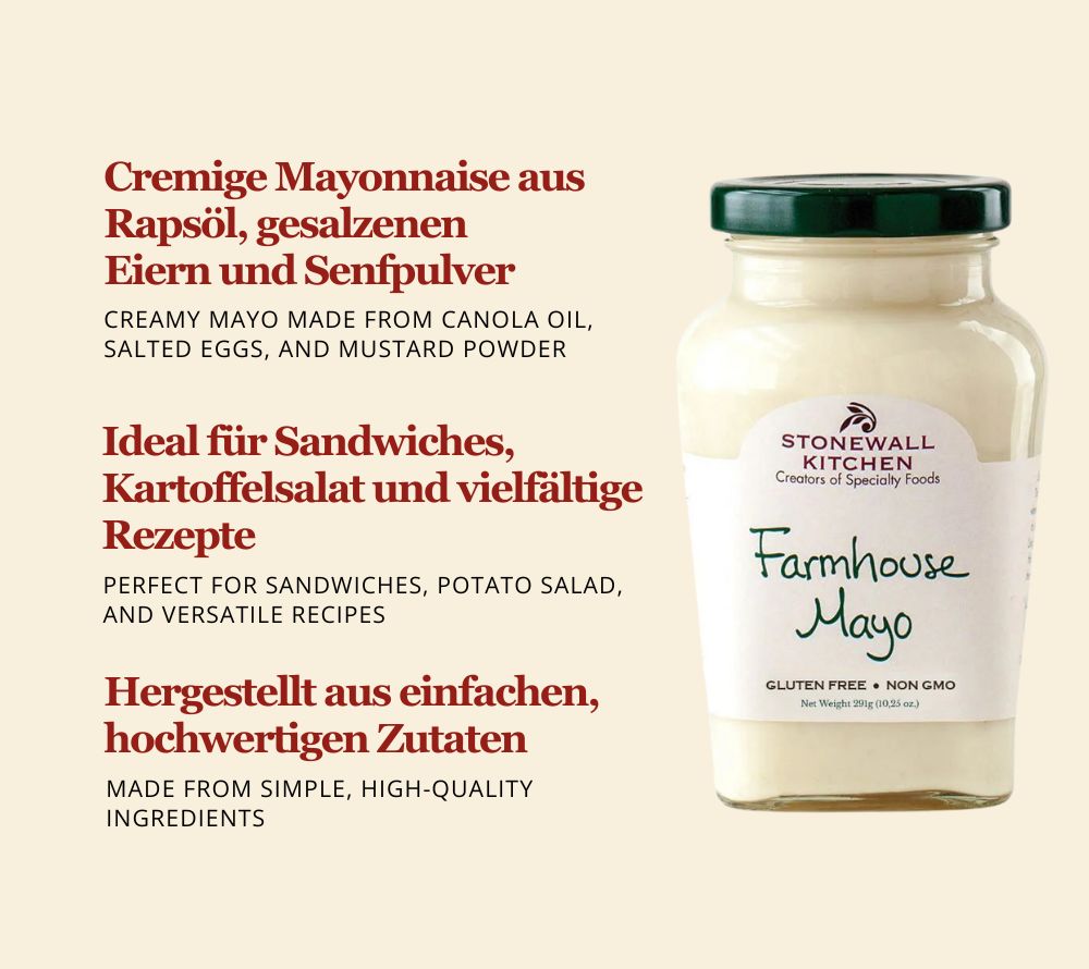 Farmhouse Mayo von Stonewall Kitchen kaufen | Frische, zart-cremige Mayonnaise | Perfekt für Sandwiches und Salate