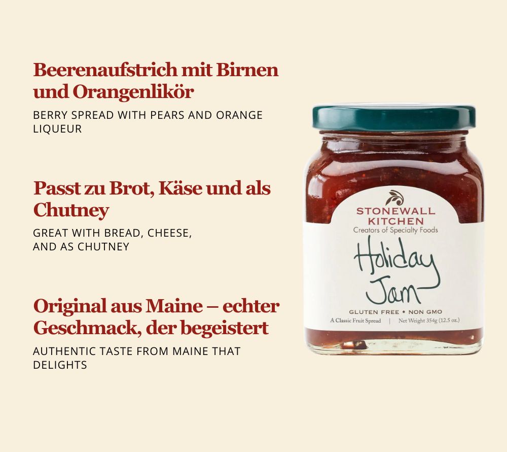 Holiday Jam Geschenkbox von Stonewall Kitchen kaufen | Fruchtige Marmelade mit Birnen, Cranberries und Himbeeren | Perfekt als Geschenkidee | EU-weiter Versand