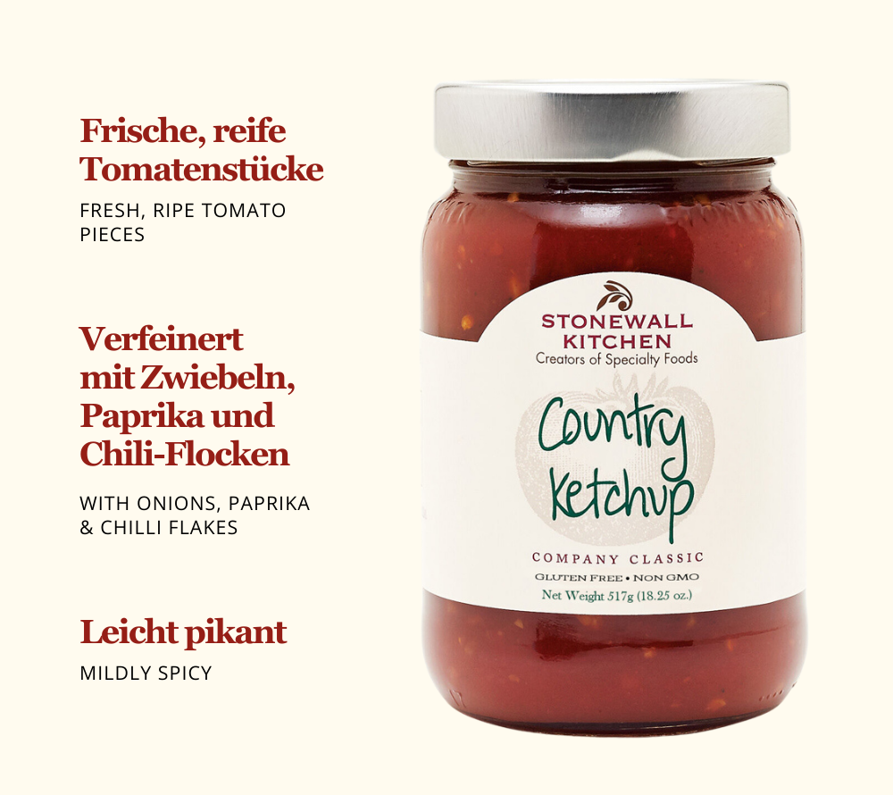 Country Ketchup von Stonewall Kitchen kaufen | Bestseller | Fruchtig, würzig aus frischen Tomaten | Ideal zu Steak, Burgern oder Pommes