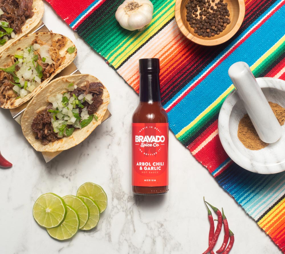 Arbol Chili & Garlic Hot Sauce von Bravado kaufen | Hot Sauce mit Árbol und Jalapeño Chilis | Ideal zu Grillfleisch und Tacos