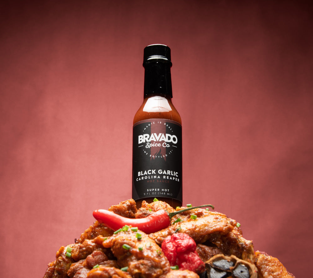 Black Garlic Carolina Reaper Hot Sauce von Bravado kaufen | Hot Sauce mit Knoblauch und Ahornsirup | Ideal zu Grillfleisch und Tacos
