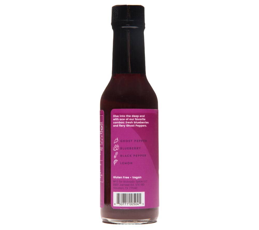 Ghost Pepper & Blueberry Hot Sauce von Bravado kaufen | Fruchtig-scharf mit Ghost Pepper und Blaubeere | Ideal zu Chicken Wings oder Pancakes
