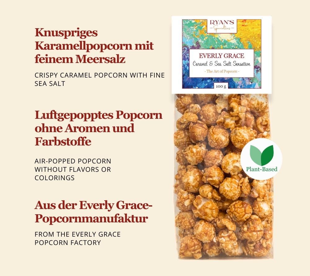 Everly Grace Popcorn Caramel & Sea Salt Sensation kaufen | Karamell und Meersalz für süßen und salzigen Genuss | Ideal für Filmabende