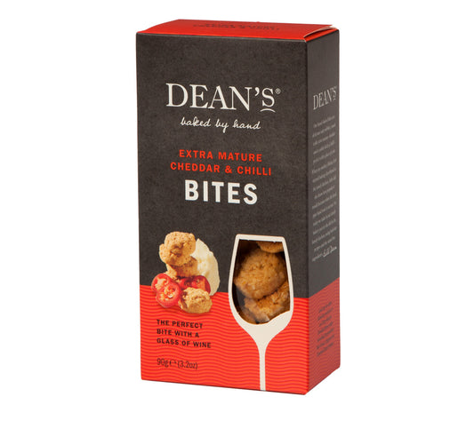 Extra Mature Cheddar & Chilli Bites von Dean's kaufen | Cheese Bites mit pikantem Chiligeschmack | Ideal als Snack und als originelles Geschenk