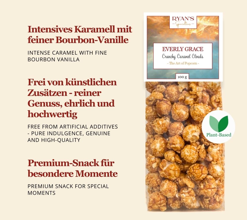Everly Grace Popcorn Crunchy Caramel Clouds kaufen | Popcorn mit köstlicher Karamellschicht | Ideal für gemütliche Abende oder als Geschenk