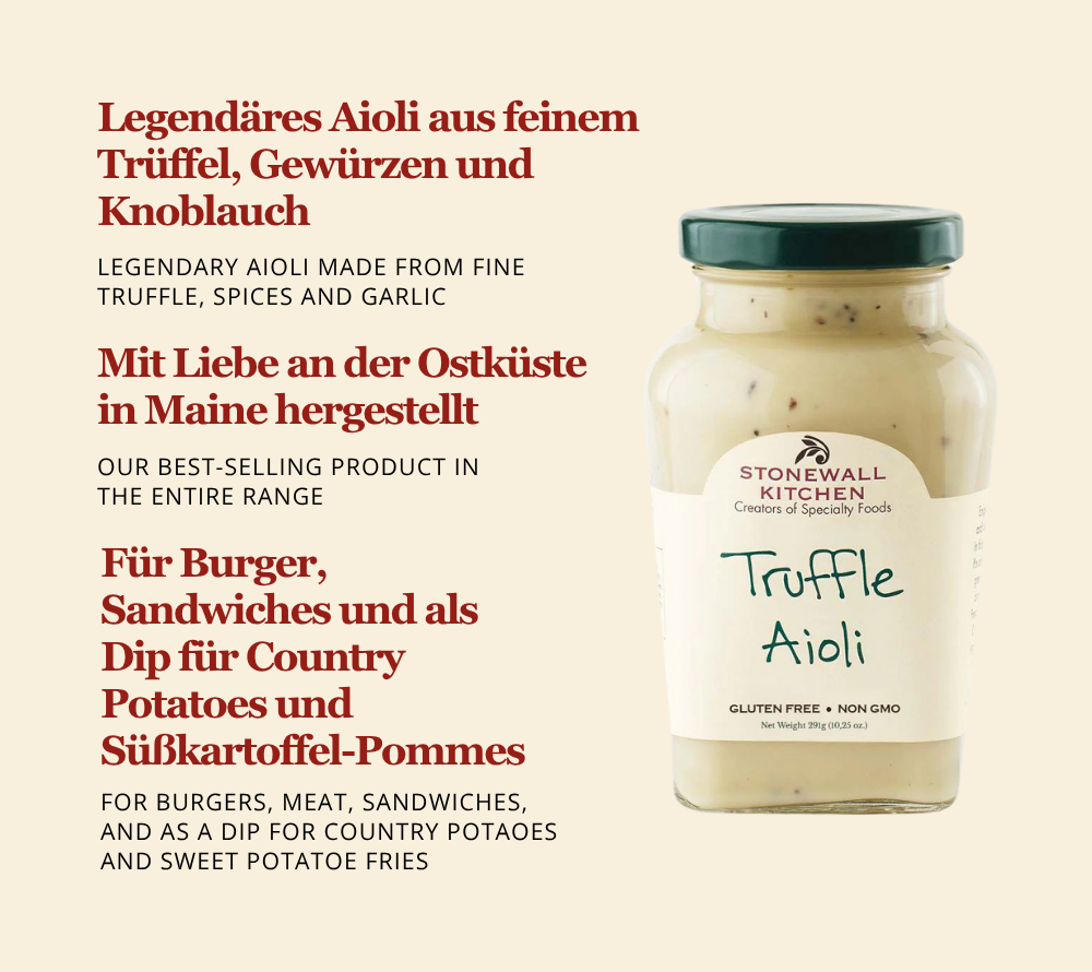 Truffle Aioli von Stonewall Kitchen kaufen | Bestseller | Geschmach nach feinem Trüffel | Ideal für Burger, Sandwiches und als Dip