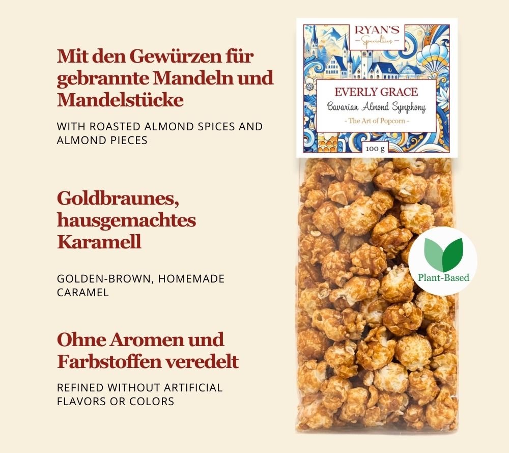 Popcorn Bavarian Almond Symphony von Everly Grace kaufen | Karamell mit dem Geschmack nach gebrannter Mandel | das perfekte Geschenk