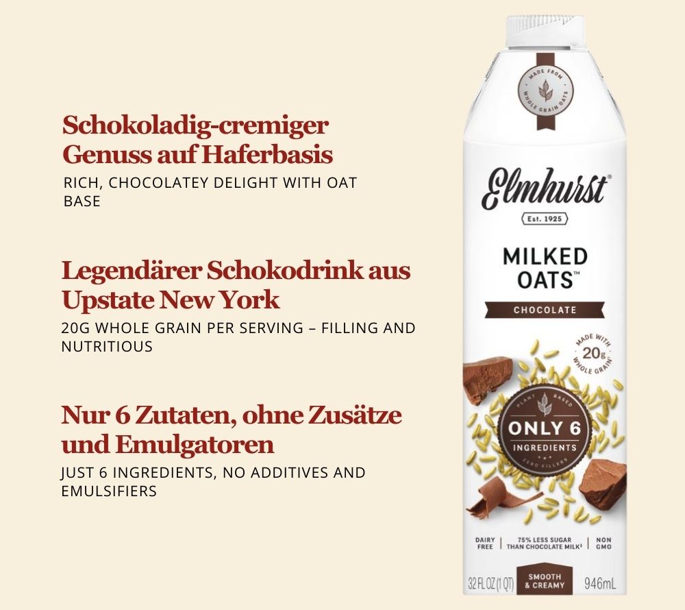 Chocolate Oat Milk von Elmhurst | Cremige Hafermilch trifft auf reichhaltige Schokolade | 100 % vegan & glutenfrei | Ohne Emulgatoren & künstliche Zusätze | Perfekt zum Trinken, Backen & Mixen | Jetzt entdecken!