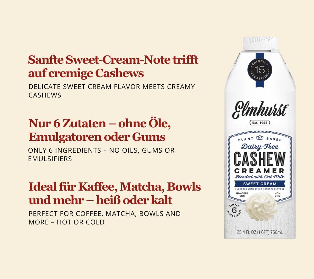 Pflanzlicher Cashew Creamer | vegan und laktosefrei | Ohne Emulgatoren, Gums oder zugesetzte Öle | Glutenfrei, Non-GMO & Koscher | Jetzt bestellen & genießen!
