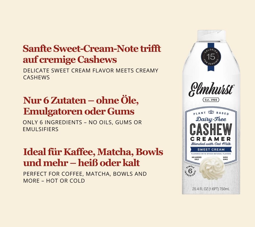 Pflanzlicher Cashew Creamer | vegan und laktosefrei | Ohne Emulgatoren, Gums oder zugesetzte Öle | Glutenfrei, Non-GMO & Koscher | Jetzt bestellen & genießen!