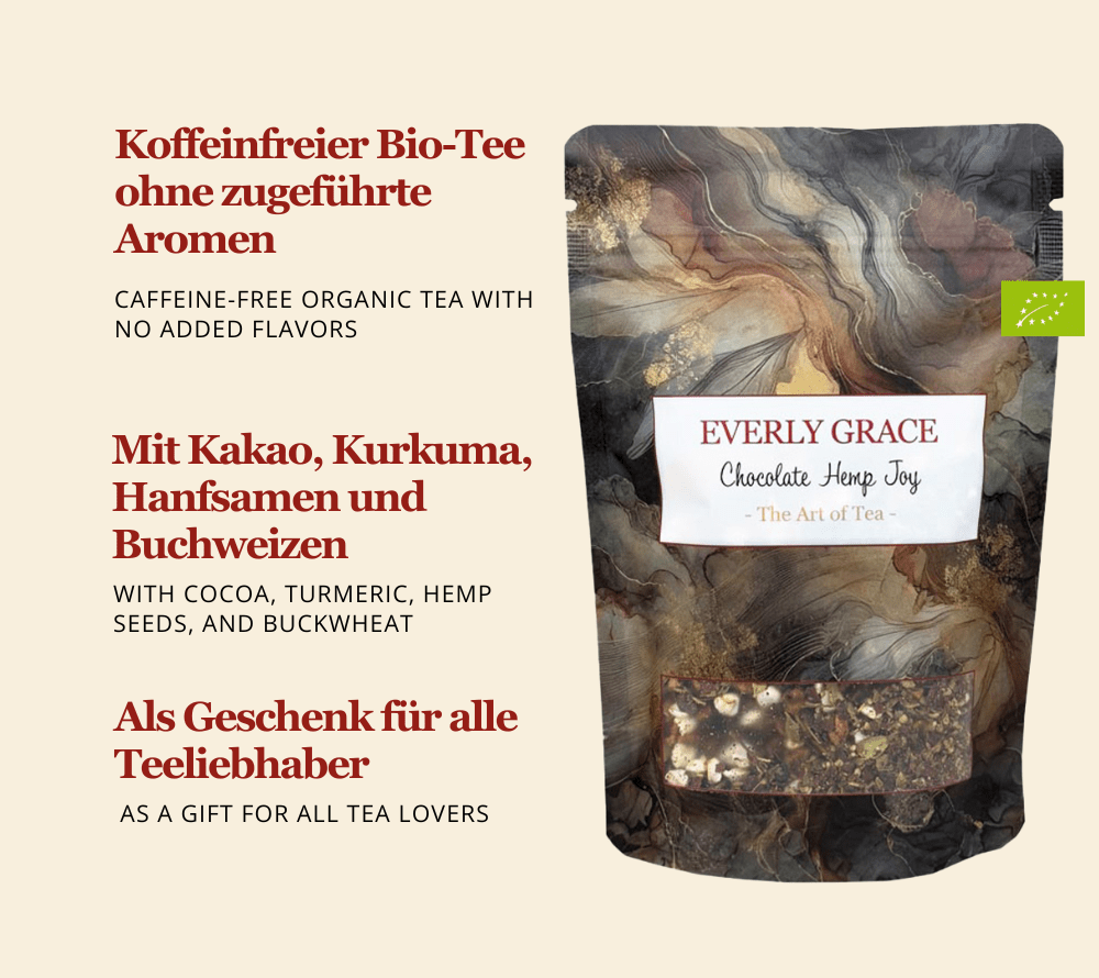 Chocolate Hemp Joy Tea von Everly Grace | Außergewöhnliche Bio-Teemischung | ohne künstliche Zusätze | Schokolade, Kurkuma und die feinen Nuancen von Anis