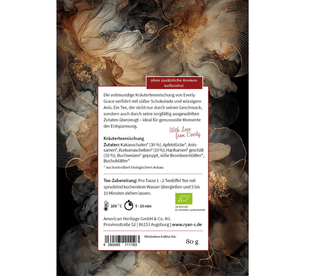 Chocolate Hemp Joy Tea von Everly Grace | Außergewöhnliche Bio-Teemischung | ohne künstliche Zusätze | Schokolade, Kurkuma und die feinen Nuancen von Anis