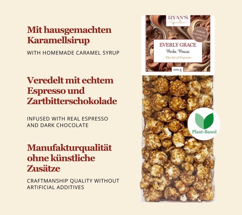 Mocha Mousse Popcorn von Everly Grace kaufen | Pantone Farbe des Jahres | mit traditionell hergestellten Karamell veredelt | EU-weiter Versand