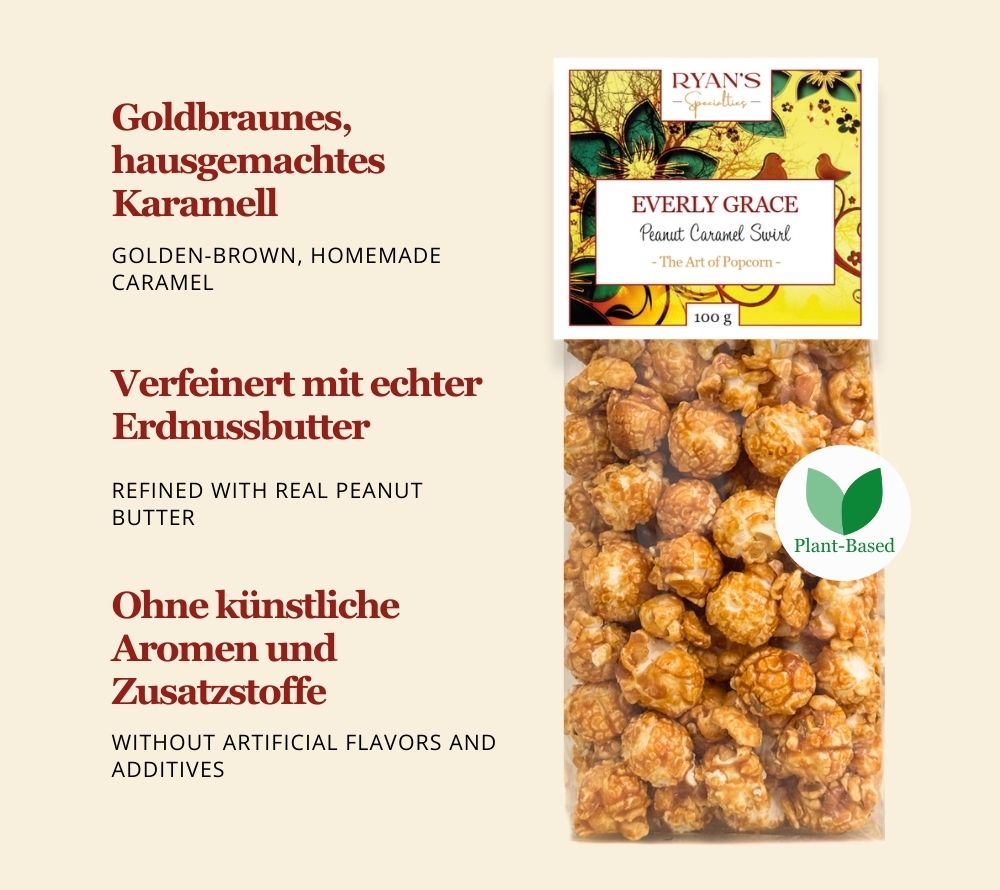 Everly Grace Popcorn Peanut Caramel Swirl kaufen | Karamell und Erdnussbutter für unwiderstehlichen Genuss | Ideal für Naschkatzen