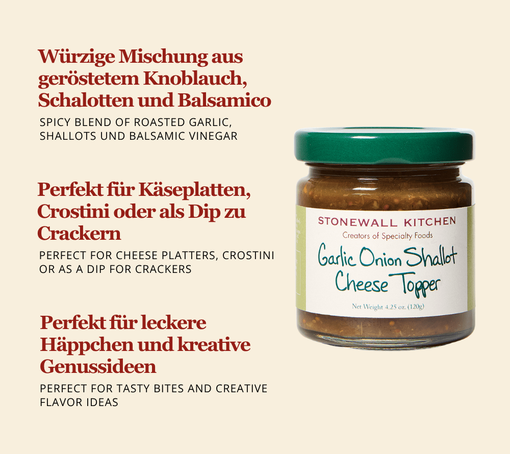Garlic Onion Shallot Cheese Topper von Stonewall Kitchen