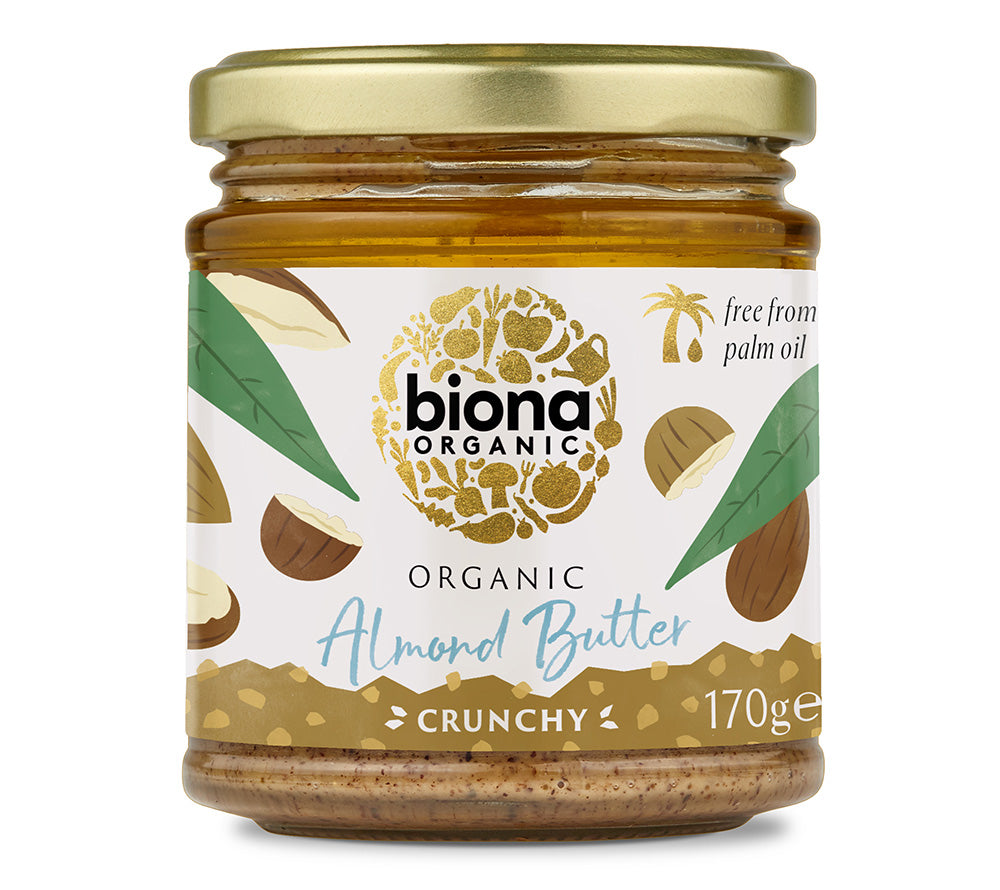 Mandelnuss Butter- stückig in Bio-Qualität von Biona ✚ Mandelnuss Butter ✚ Gesund Frühstücken ✚ Große Auswahl ✚ Made in UK