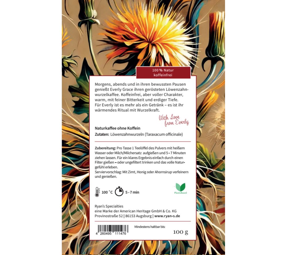 Geröstete Löwenzahnwurzeln | Kaffee-Alternative | Koffeinfrei | 100 % Natur, koffeinfrei und vegan | Europaweiter Versand | Jetzt bestellen & genießen!