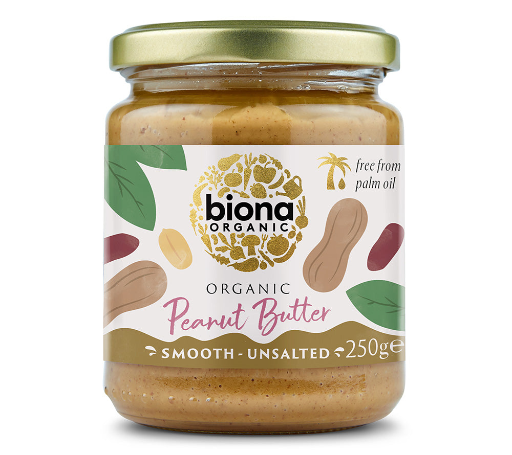 Peanut Butter Smooth ohne Salz von Biona kaufen | Cremige Erdnussbutter ohne Salz | Ideal für die pflanzliche Küche und amerikanische Rezepte