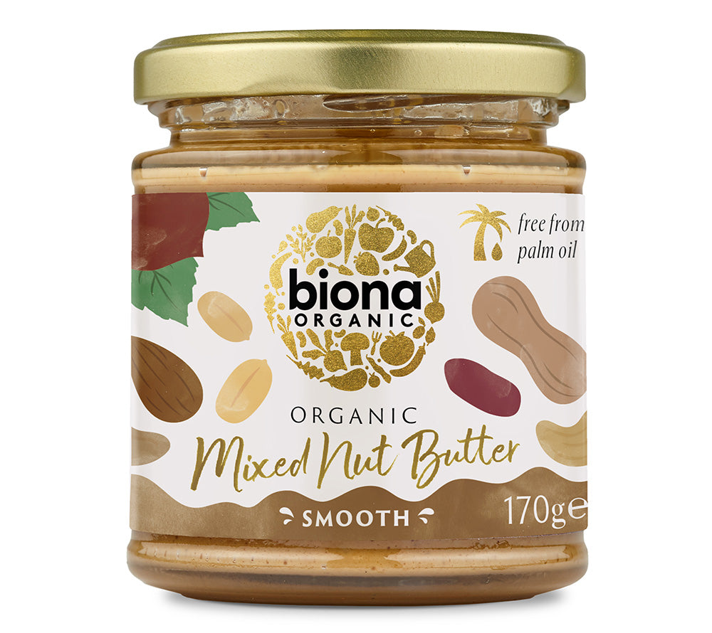 Mixed Nussbutter in Bioqualität von Biona ✚ Erdnussbutter ✚ Frühstücks Snack ✚ Große Auswahl ✚ Made in UK