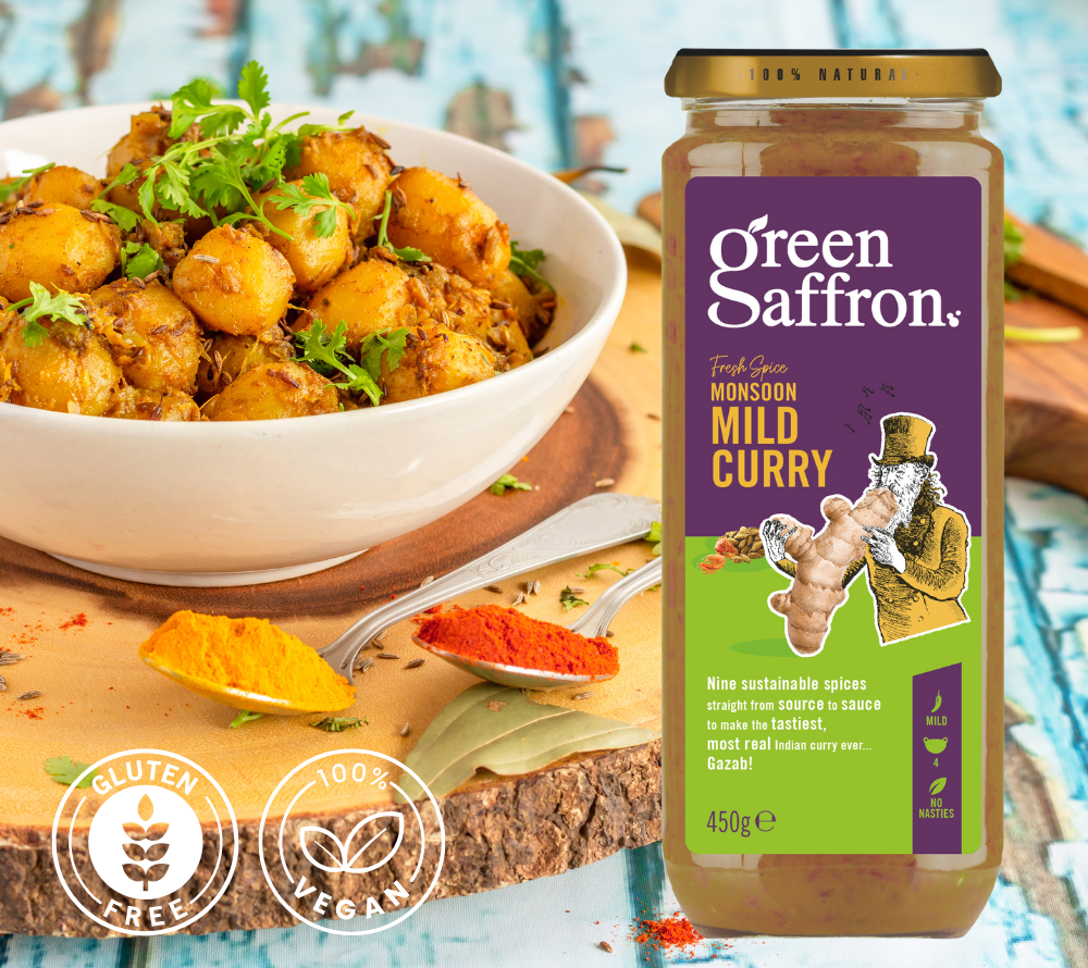 Mild Curry Sauce von Green Saffron kaufen | aus 9 feinen Gewürzen | 100 % natürliche Zutaten | Europaweiter Versand | Jetzt bestellen!