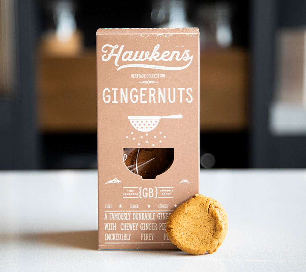 Gingernuts Cookies von Hawkens Gingerbread kaufen | Klassische Ingwernüsse mit kristallisierten Ingwerstückchen | Ideal zu Kaffee oder Tee