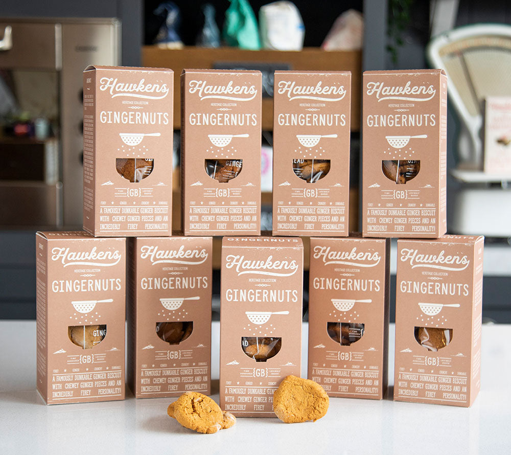 Gingernuts Cookies von Hawkens Gingerbread kaufen | Klassische Ingwernüsse mit kristallisierten Ingwerstückchen | Ideal zu Kaffee oder Tee