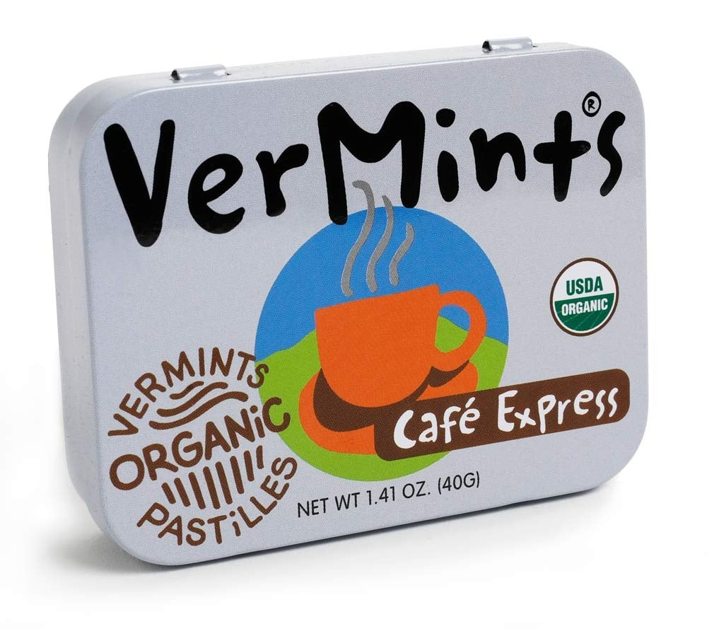 Café Express Mints von VerMints in Bio-Qualität kaufen | Bio-Minzdragees mit Kaffee-Geschmack | Perfekt für den Frischekick zwischendurch