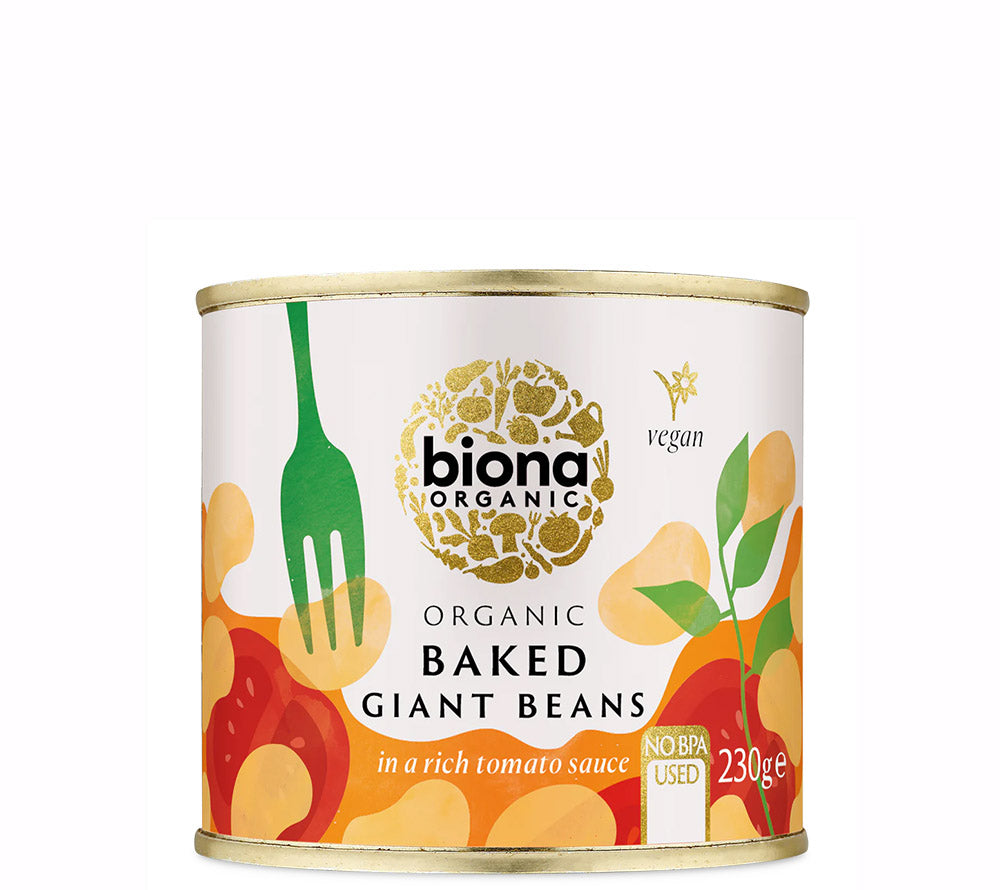 Baked Giant Beans in Tomatensauce von Biona kaufen | herzhafte Bohnen, nur natürliche Zutaten | vielfältig einsetzbar kalt und warm