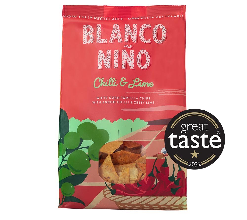 Chilli & Lime Tortilla Chips von Bianco Niño kaufen | glutenfrei & vegan | handgefertigt in Irland | ohne künstliche Aromen, Farb- und Konservierungsstoffe | EU-weiter Versand