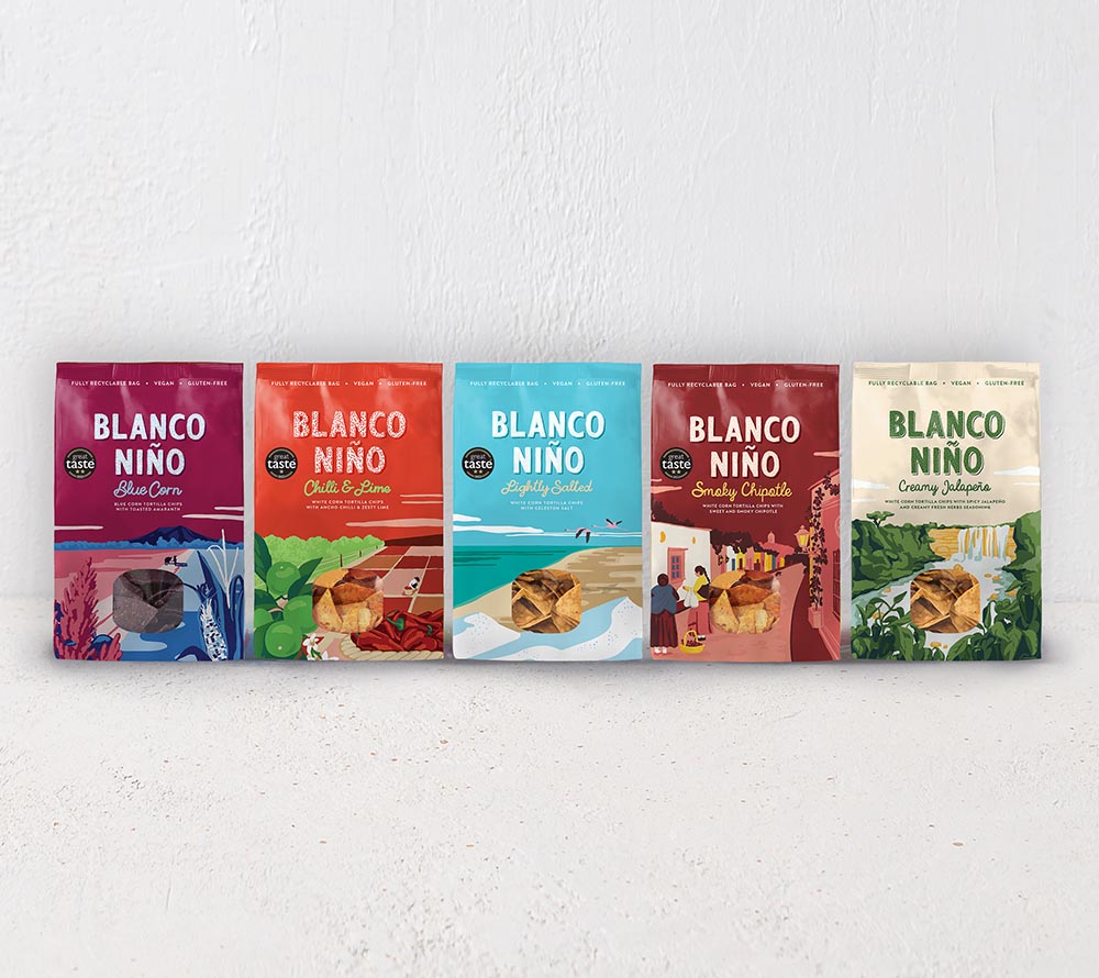 Blue Corn Tortilla Chips von Bianco Niño kaufen | glutenfrei & vegan | handgefertigt in Irland | ohne künstliche Aromen, Farb- und Konservierungsstoffe | EU-weiter Versand