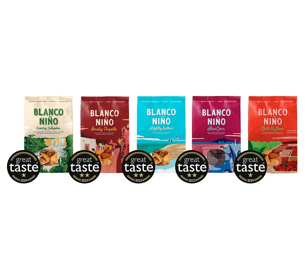 Blue Corn Tortilla Chips von Bianco Niño kaufen | glutenfrei & vegan | handgefertigt in Irland | ohne künstliche Aromen, Farb- und Konservierungsstoffe | EU-weiter Versand