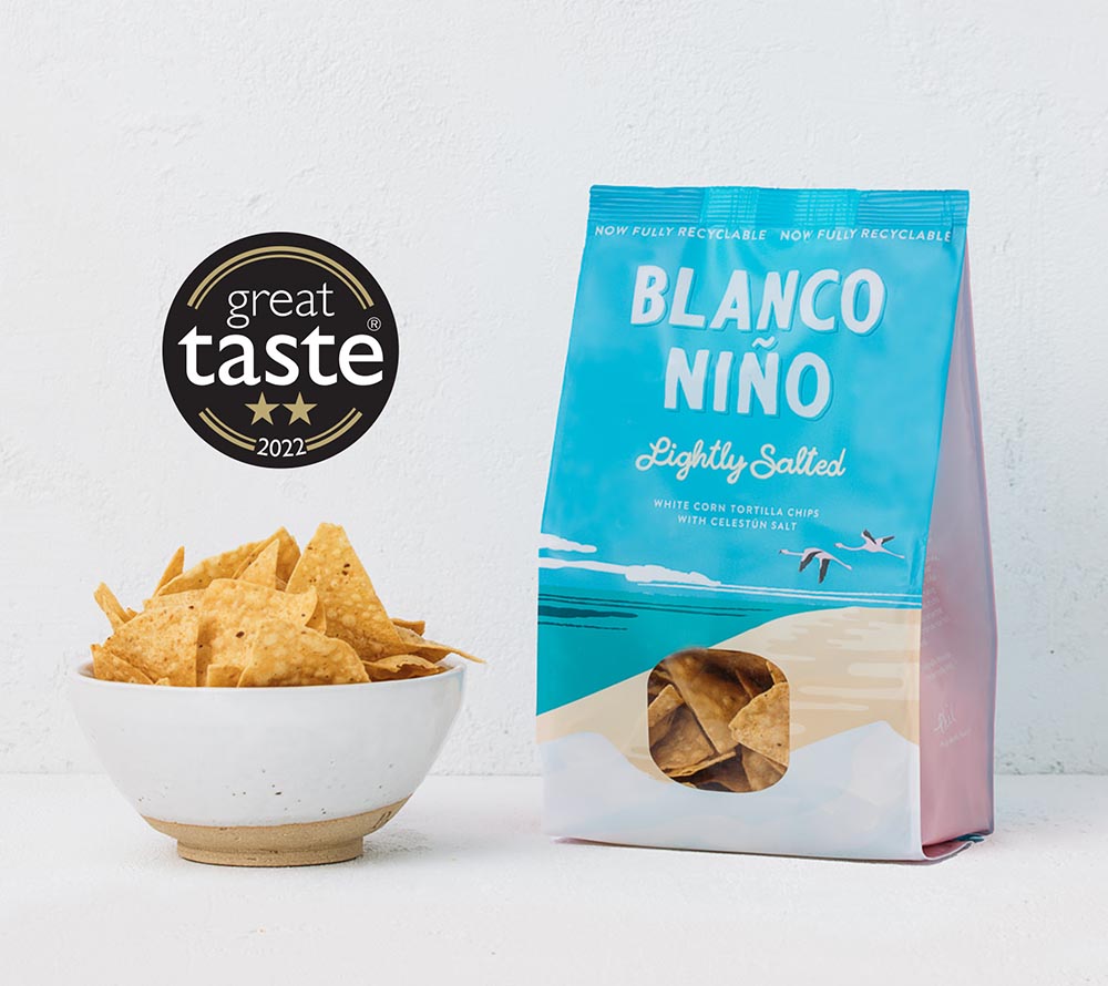 Lightly Salted Tortilla Chips von Bianco Niño kaufen | ideale Knusprigkeit | frei von künstlichen Aromen, Farb- und Konservierungsstoffe | glutenfrei & vegan | EU-weiter Versand