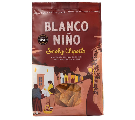 Smoky Chipotle Tortilla Chips von Bianco Niño kaufen | ideale Knusprigkeit | frei von künstlichen Aromen, Farb- und Konservierungsstoffen | glutenfrei & vegan | EU-weiter Versand