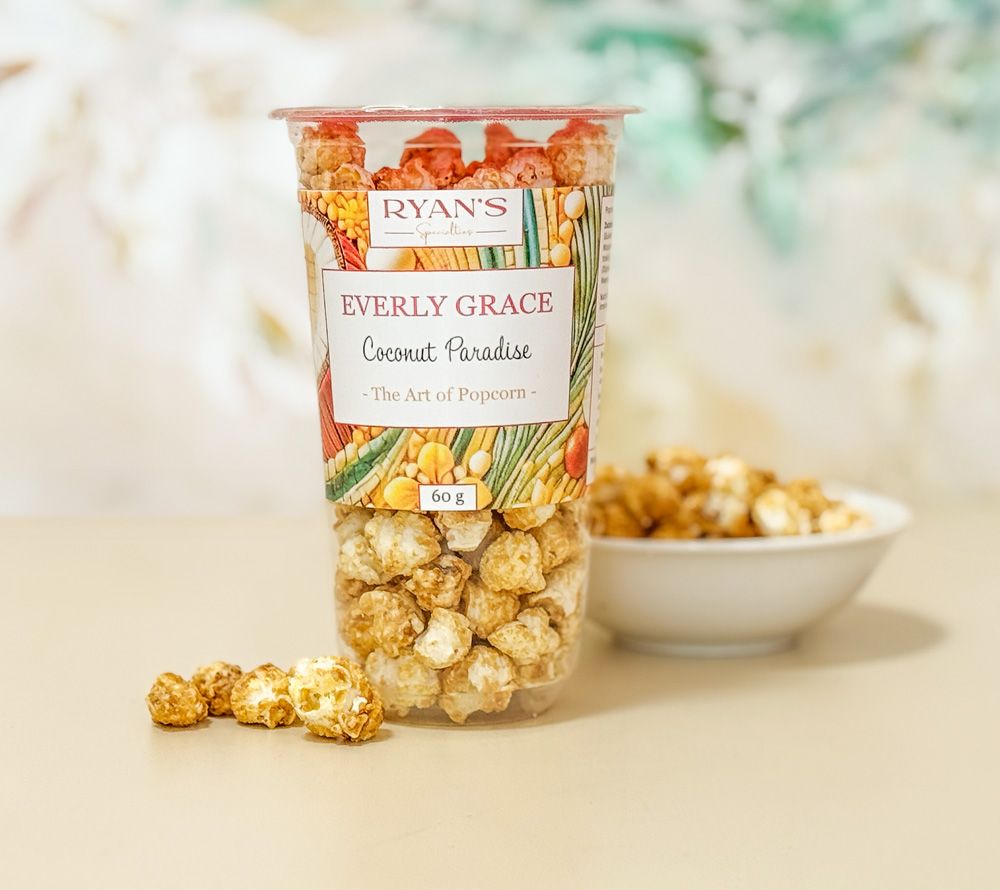 Popcorn Coconut Paradise von Everly Grace kaufen | tropisch-exotisches Popcorn der Extra-Klasse | Holen Sie sich das Urlaubsgefühl nach Hause