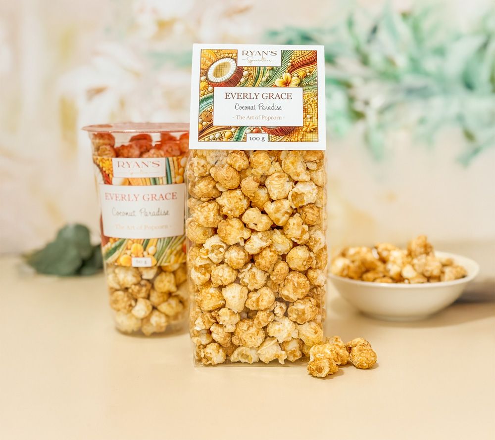 Popcorn Coconut Paradise von Everly Grace kaufen | tropisch-exotisches Popcorn der Extra-Klasse | Holen Sie sich das Urlaubsgefühl nach Hause