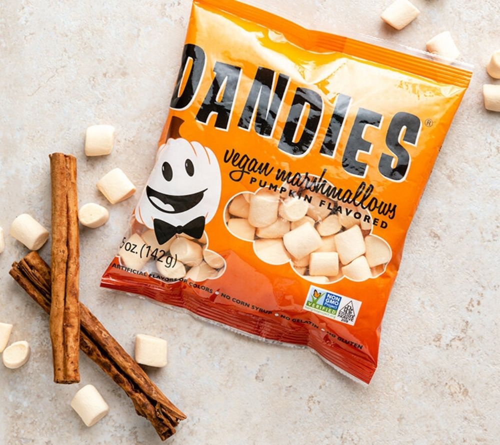 Dandies Marshmallows - Mini Kürbis (vegan) kaufen | Vegane Mini-Marshmallows mit Kürbis-Note | Ideal zum Backen, im Heißen Kakao oder zum Naschen