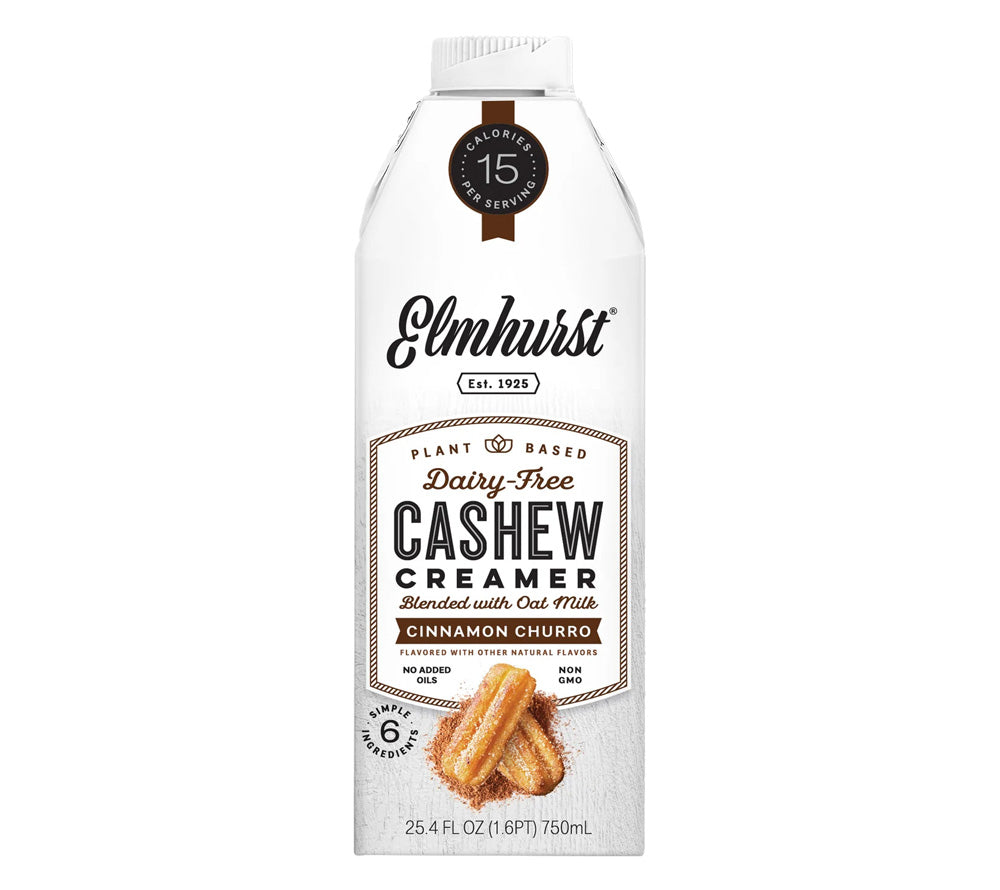 Cinnamon Churro Cashew Creamer von Elmhurst | 100% pflanzlich, vegan und laktosefrei | Direkt aus den USA | Zimt Churro Geschmack