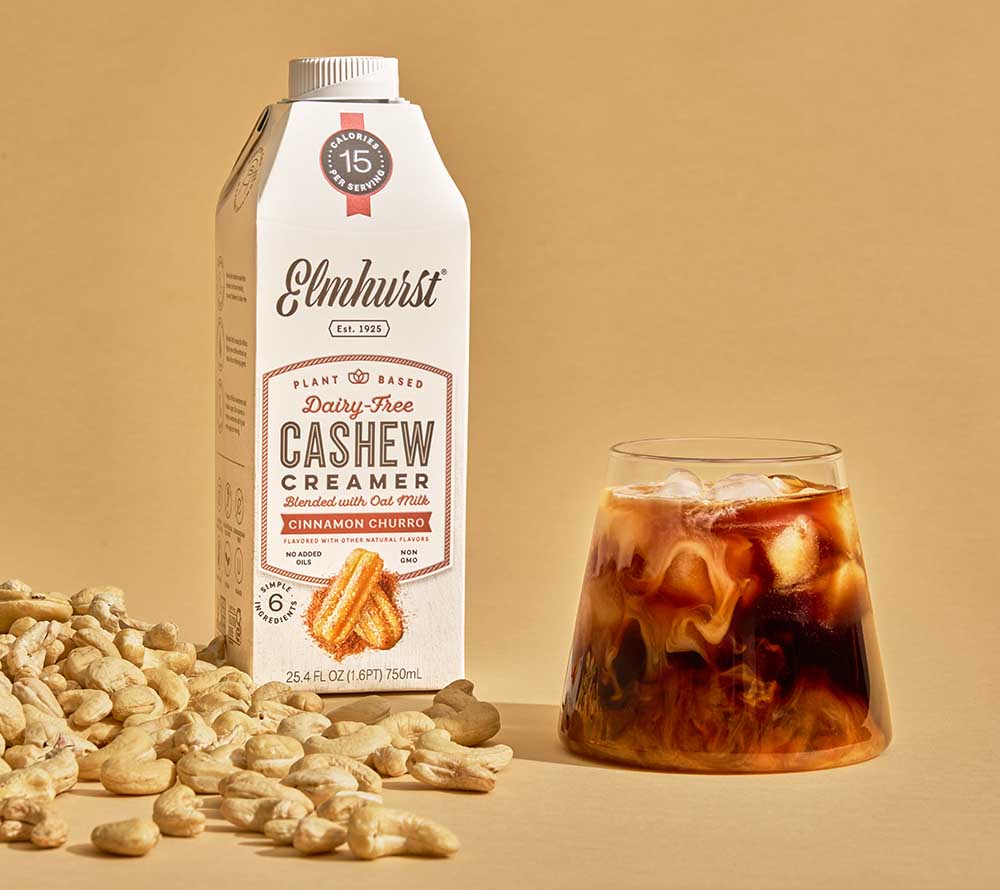 Cinnamon Churro Cashew Creamer von Elmhurst | 100% pflanzlich, vegan und laktosefrei | Direkt aus den USA | Zimt Churro Geschmack