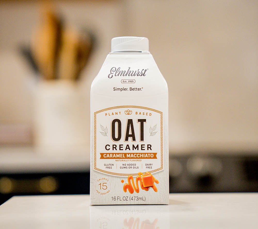 Caramel Macchiato Oat Creamer von Elmhurst | 100% pflanzlicher Kaffee Creamer | Direkt aus den USA | Karamell-Geschmack