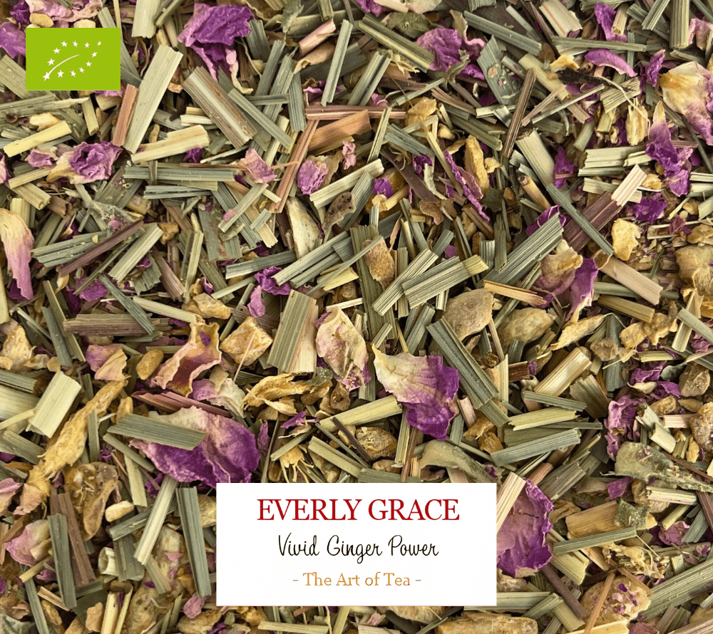 Vivid Ginger Power Tea von Everly Grace | Energievolle Tee-Komposition | intensive, würzige, erfrischende Aromen | hochwertige Bio-Zutaten