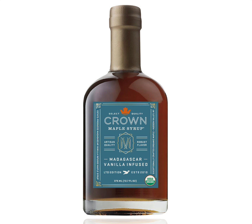 Crown Maple Vanilla Infused Ahornsirup kaufen ☆ Bio-Qualität mit Vanille ☆ Für Pancakes, Waffeln und Desserts ☆ Mehr Sorten ☆ Jetzt probieren!