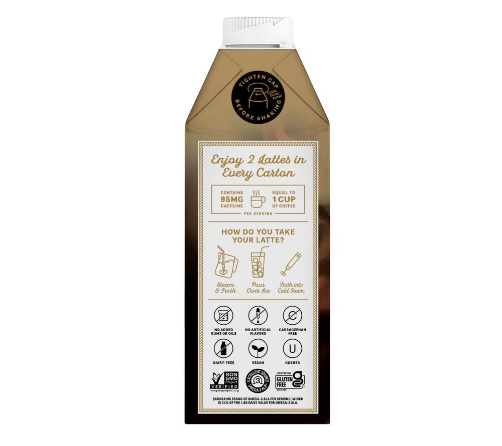 Maple Walnut Latte von Elmhurst | Walnussmilch mit Ahornsirup und Cold Brew | Fein abgestimmten, nussig-süßen Note | heiß aufgeschäumt oder erfrischend kalt