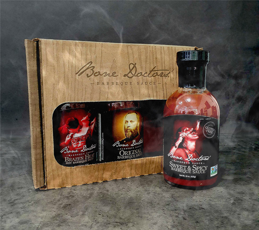 Bone Doctors Saucen-Geschenkset (3 Saucen) kaufen | Sweet & Spicy Barbecue, Original Barbecue, Brazen Heat Barbecue | Ideal als Geschenk
