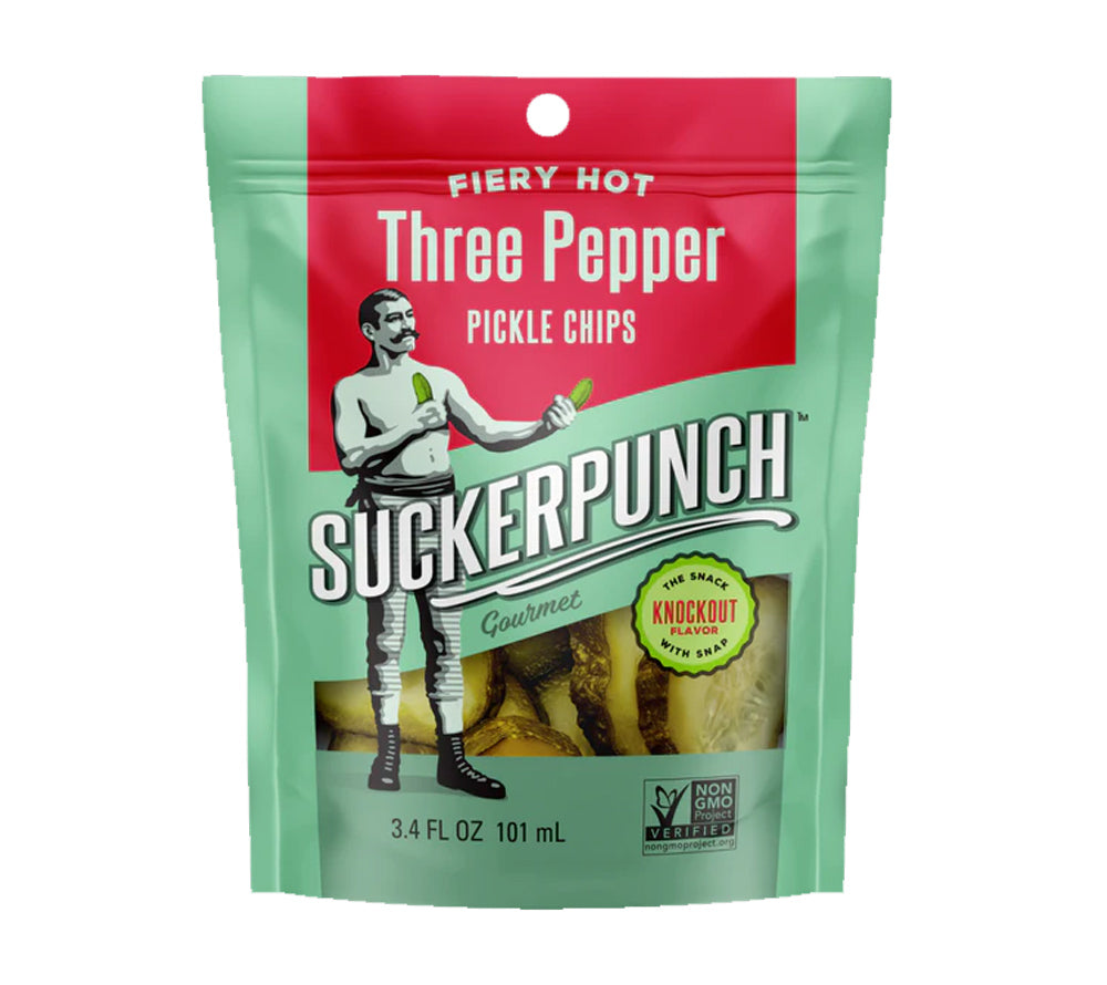 Pickles - Three Pepper Chips Snack Pack von SuckerPunch kaufen | Gurken Chips mit Schärfe aus drei Chili-Sorten | Ideal für Burger, Sandwiches