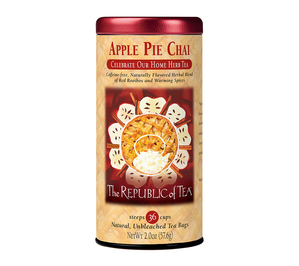 Apple Pie Chai Herbal Tea von The Republic of Tea kaufen | Koffeinfreie Mischung aus Rooibos, Äpfeln und Gewürzen | Ideal für gemütliche Abende